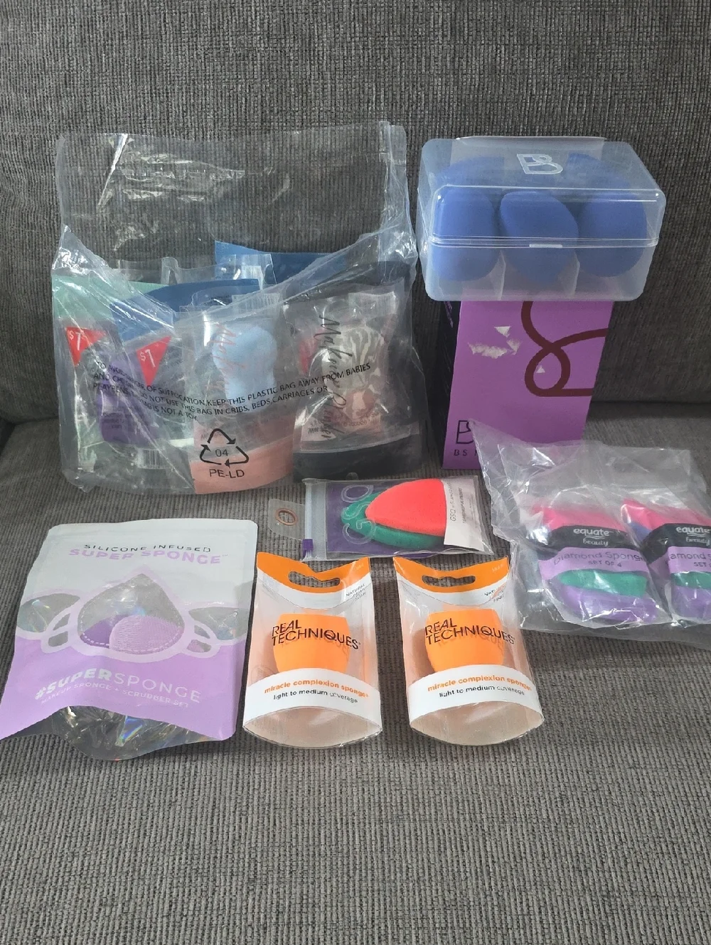 Makeup Beauty Sponge Collection In A Variety Of Colors, Shapes, & Brands, New.
